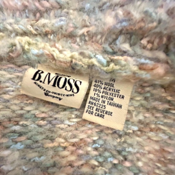 B.Moss Wool Blend Pastel Color Belted Cardigan Sweater - Picture 5 of 5